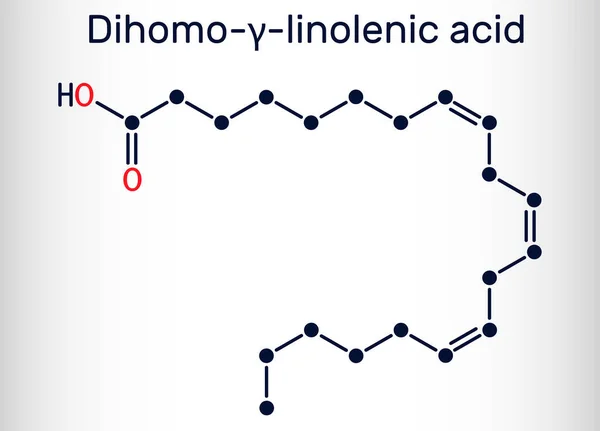 Ácido Dihomo Linolénico Molécula Dgla Omega Ácido Graso Poliinsaturado Cadena — Vector de stock