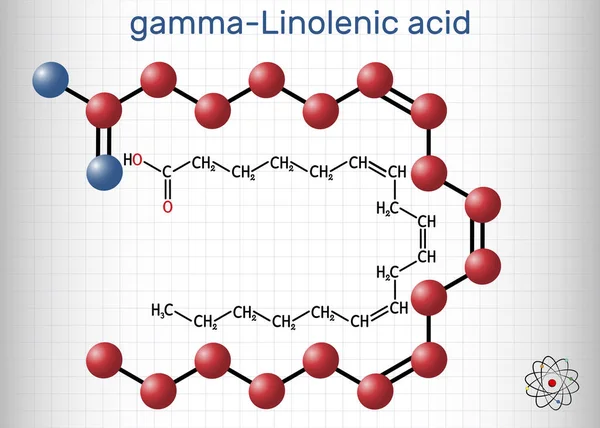 Ácido Gamma Linolénico Gla Molécula Ácido Gamolénico Omega Ácido Graso — Vector de stock