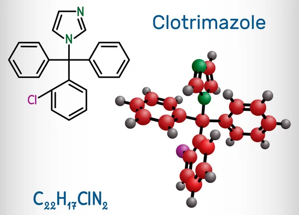 Clotrimazol Molécula Drogas Imidazol Antimicótico Agente Antifúngico Utiliza Tratamiento Piel — Vector de stock