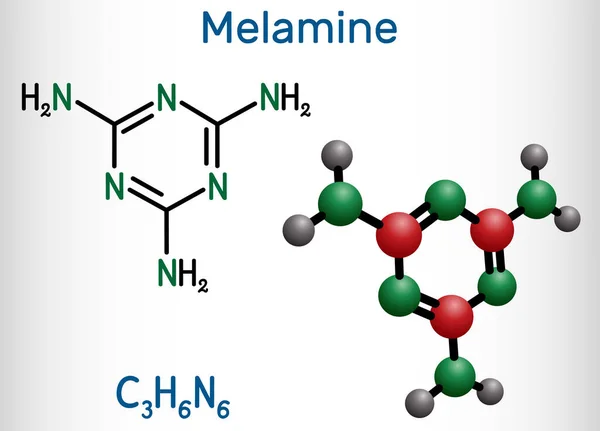 Melamina C3H6N6 Molecola Viene Utilizzato Produrre Resine Melaminiche Formula Chimica — Vettoriale Stock