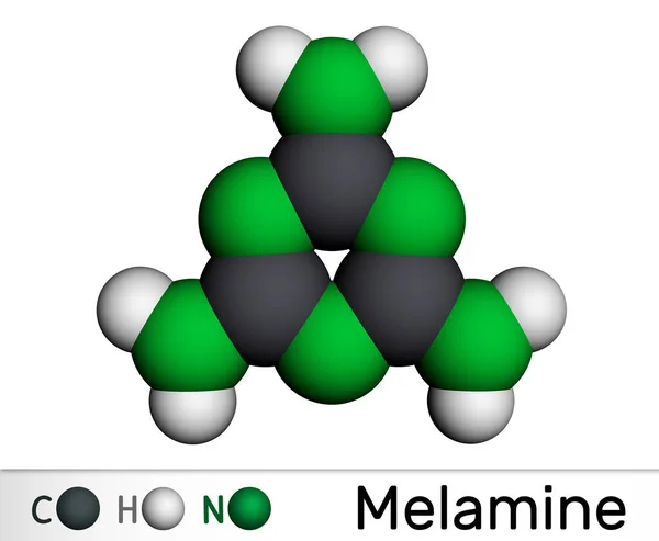 Melamin C3H6N6 Molekula Melamin Gyanták Előállítására Használják Molekuláris Modell Renderelés — Stock Fotó