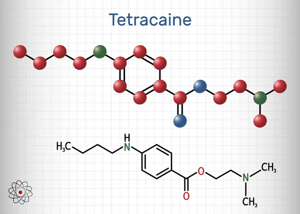 Tetracaína Molécula Ametocaína Anestésico Local Ampliamente Utilizado Oftalmología Fórmula Química — Vector de stock