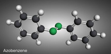 Azobenzen molekülü, fotoswitchable kimyasal bileşiği. Moleküler model. 3 boyutlu görüntüleme. Görüntü