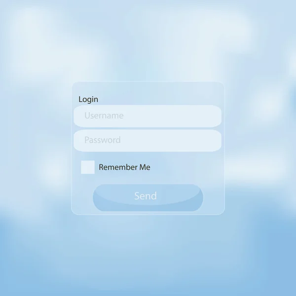 Painel de login da Web céu azul — Vetor de Stock