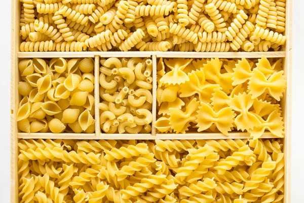 Different kinds of pasta in a box — Stock Photo, Image