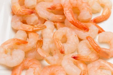 Karides yakın çekim. Beyaz arka plan. Üst görünüm