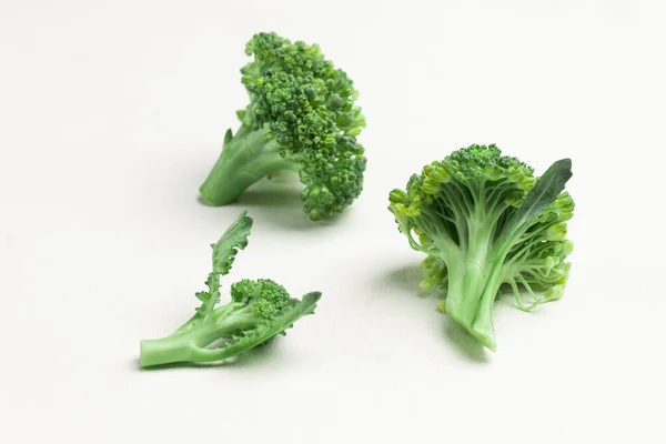 Fresh Green Broccoli White Background Top View Healthy Organic Food — ストック写真