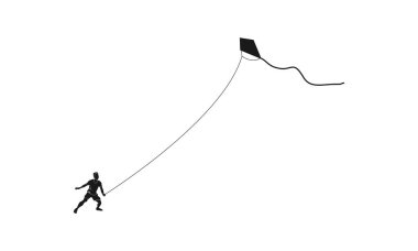 Uçurtma vektör tasarımı oynayan çocuk