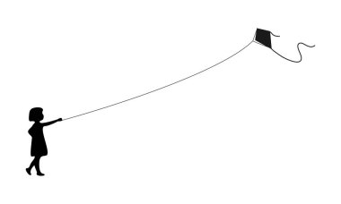 Uçurtma tasarım vektörü oynayan kız