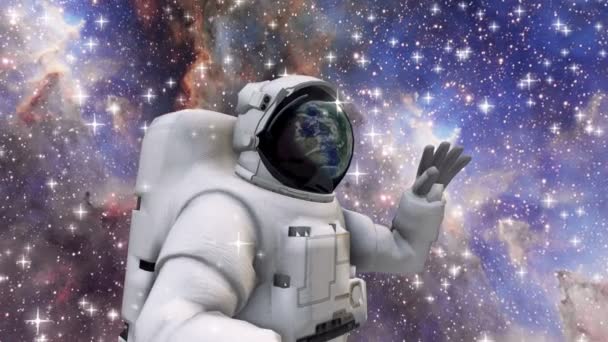 宇航员和银河 — 图库视频影像