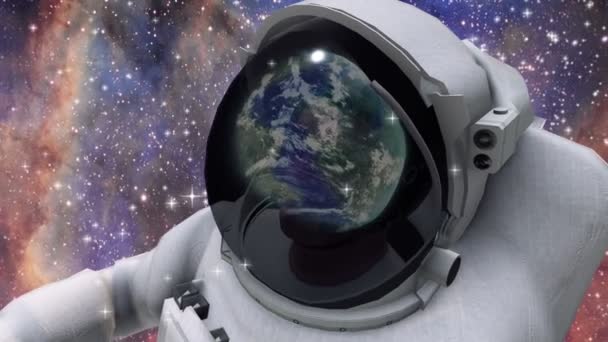 Astronaut och galaxy — Stockvideo