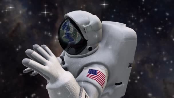 Астронавт і галактики — стокове відео
