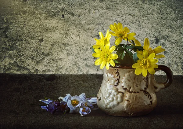 Natureza morta com flores amarelas — Fotografia de Stock