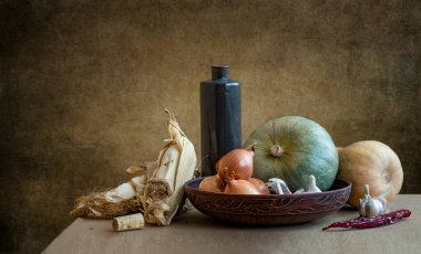 Sonbahar sebzelerinin durgun yaşamı