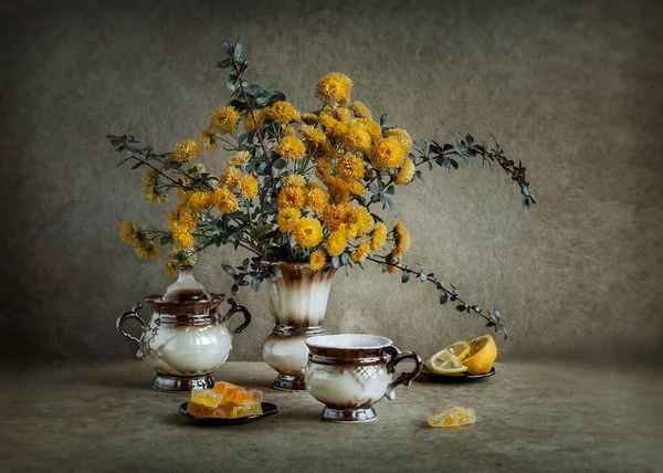 Ainda Vida Com Flores Marmelada — Fotografia de Stock