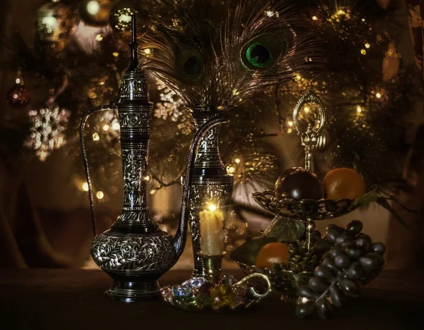 Galadinner am Weihnachtsbaum — Stockfoto