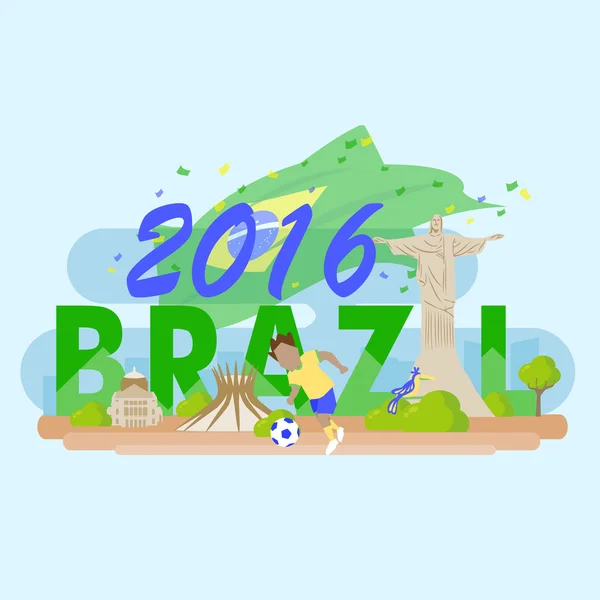 Brasil com texto de 2016 —  Vetores de Stock