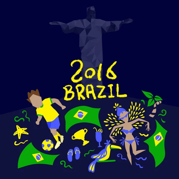 Bandeira do Brasil com texto de 2016 —  Vetores de Stock