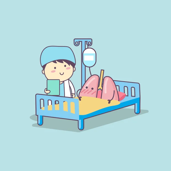 Niedliche Karikatur Lunge und Arzt — Stockvektor