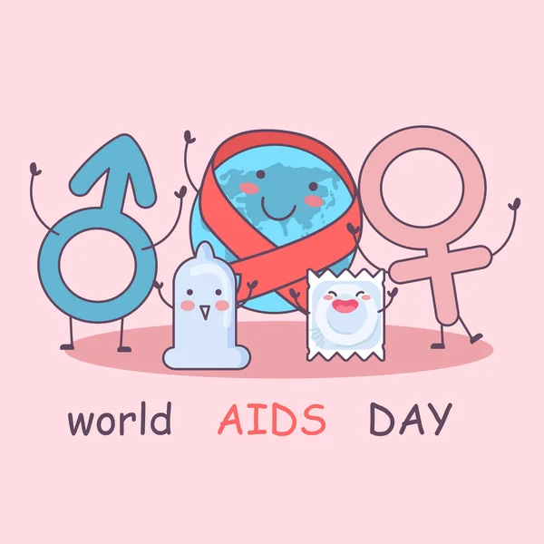 Dünya AIDS günü prezervatif ile — Stok Vektör