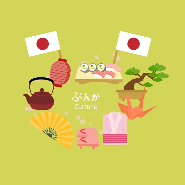 Lindo dibujos animados cultura japonesa — Vector de stock