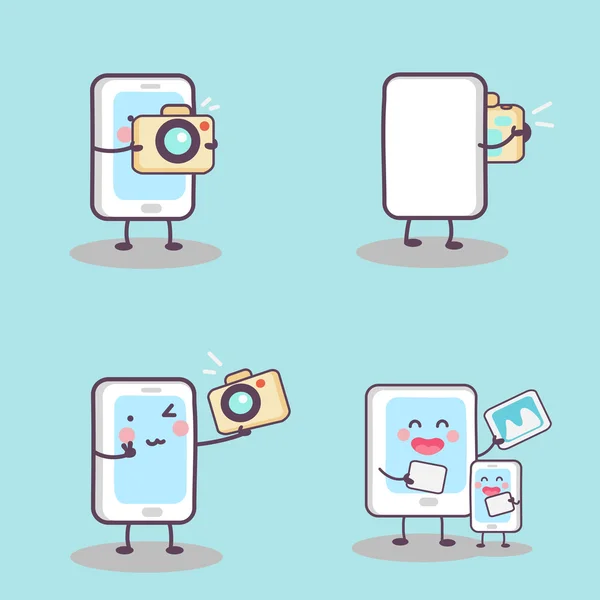 Aranyos rajzfilm telefon selfie — Stock Vector