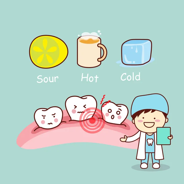 Bonito desenho animado dente sensível —  Vetores de Stock