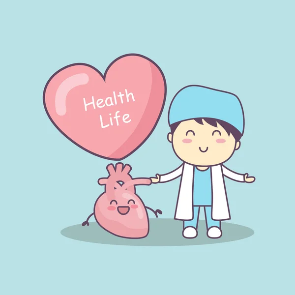 Söta tecknade läkare med hjärta — Stock vektor