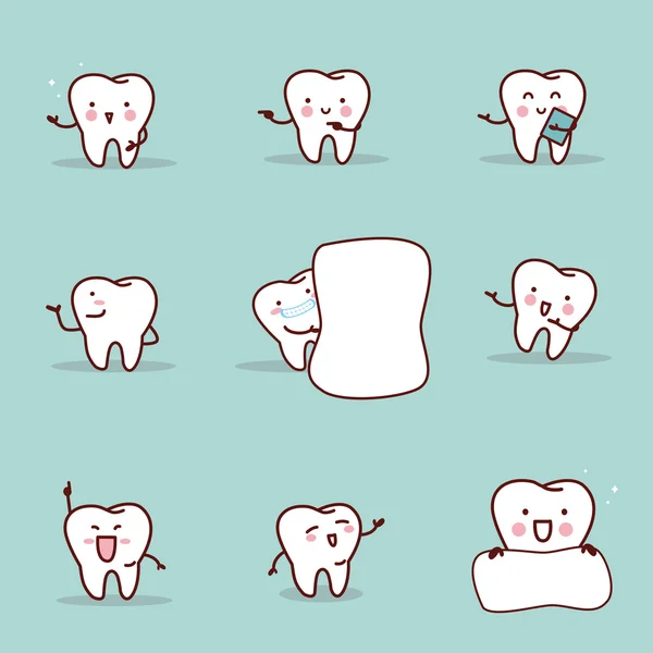 Dente de desenho animado introduzir algo conjunto —  Vetores de Stock