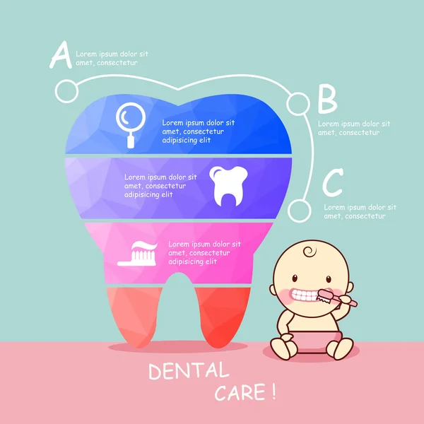 Dente poli baixo com bebê —  Vetores de Stock