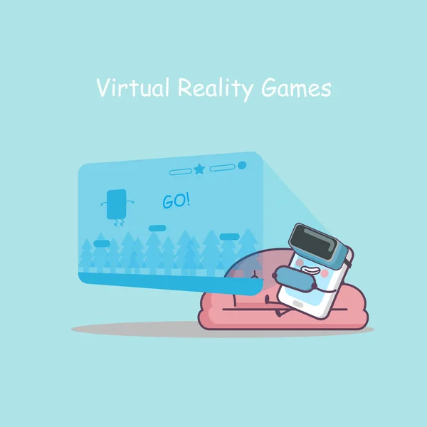 Smartphone with virtual reality games — Stock Vector
