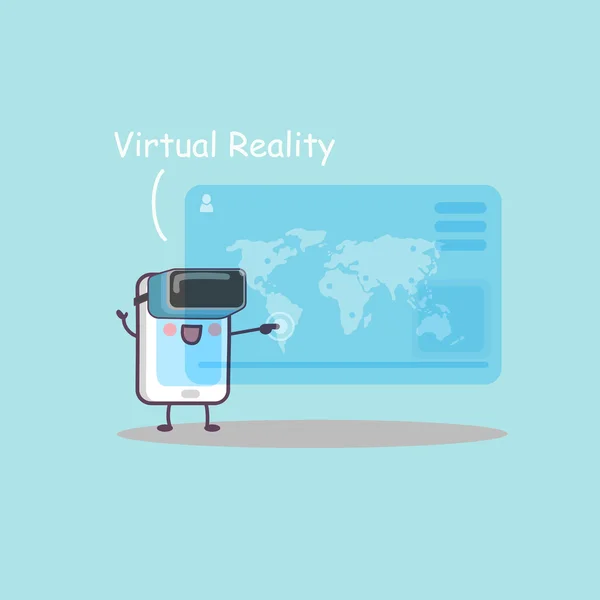 Smartphone cartoon com realidade virtual — Vetor de Stock