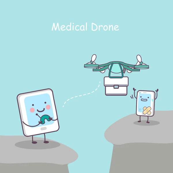 Tablet és okostelefon, medicel drone — Stock Vector