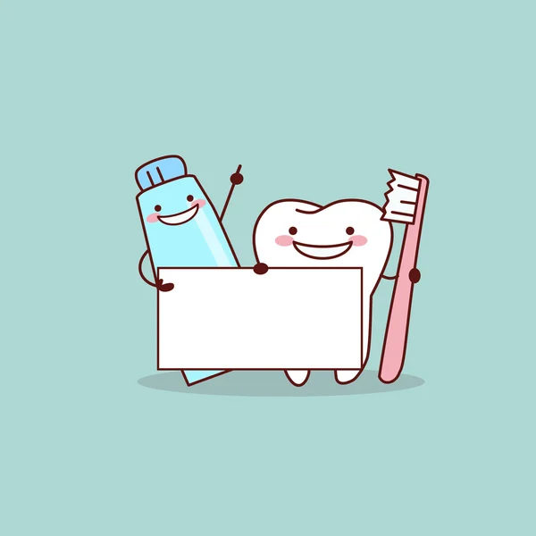 Dente, pasta de dentes e escova de dentes —  Vetores de Stock