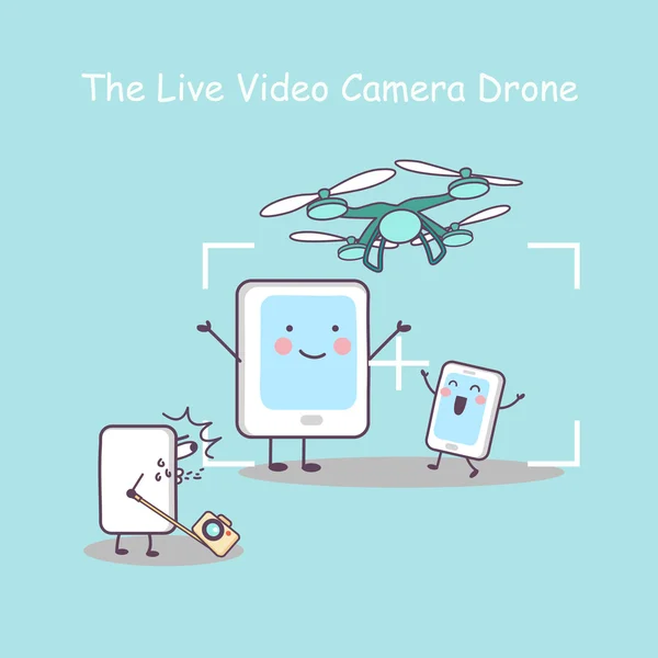 Élő videóinak cameradrone smartphone — Stock Vector