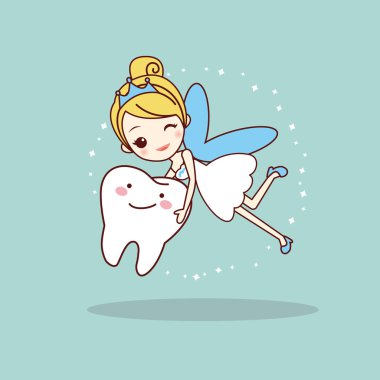 cartoon  tooth with tooth fairy clipart