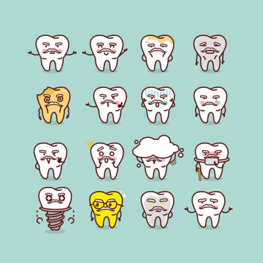 çeşitli expresstion ile üst düzey diş 