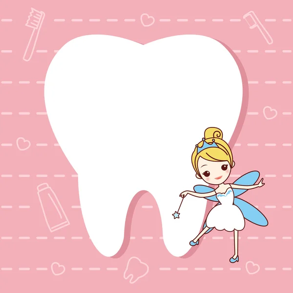 Σημείωση δόντι με νεράιδα των δοντιών — Διανυσματικό Αρχείο