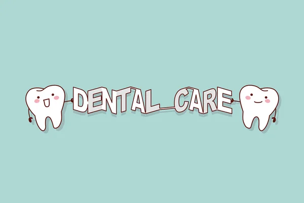 Dente con parola di cura dentale — Vettoriale Stock