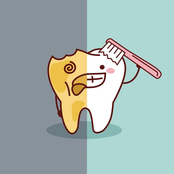 Kreslený zdravé a shnilý zub — Stockový vektor