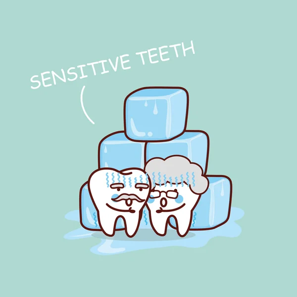 Dentes sensíveis seniores com gelo —  Vetores de Stock