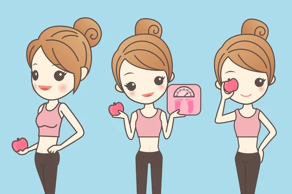 Cartoon Mädchen mit Apfel — Stockvektor