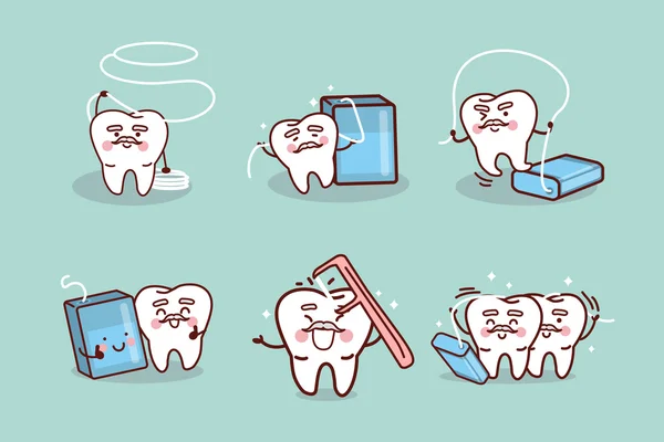 Uso dentário sênior fio dental —  Vetores de Stock