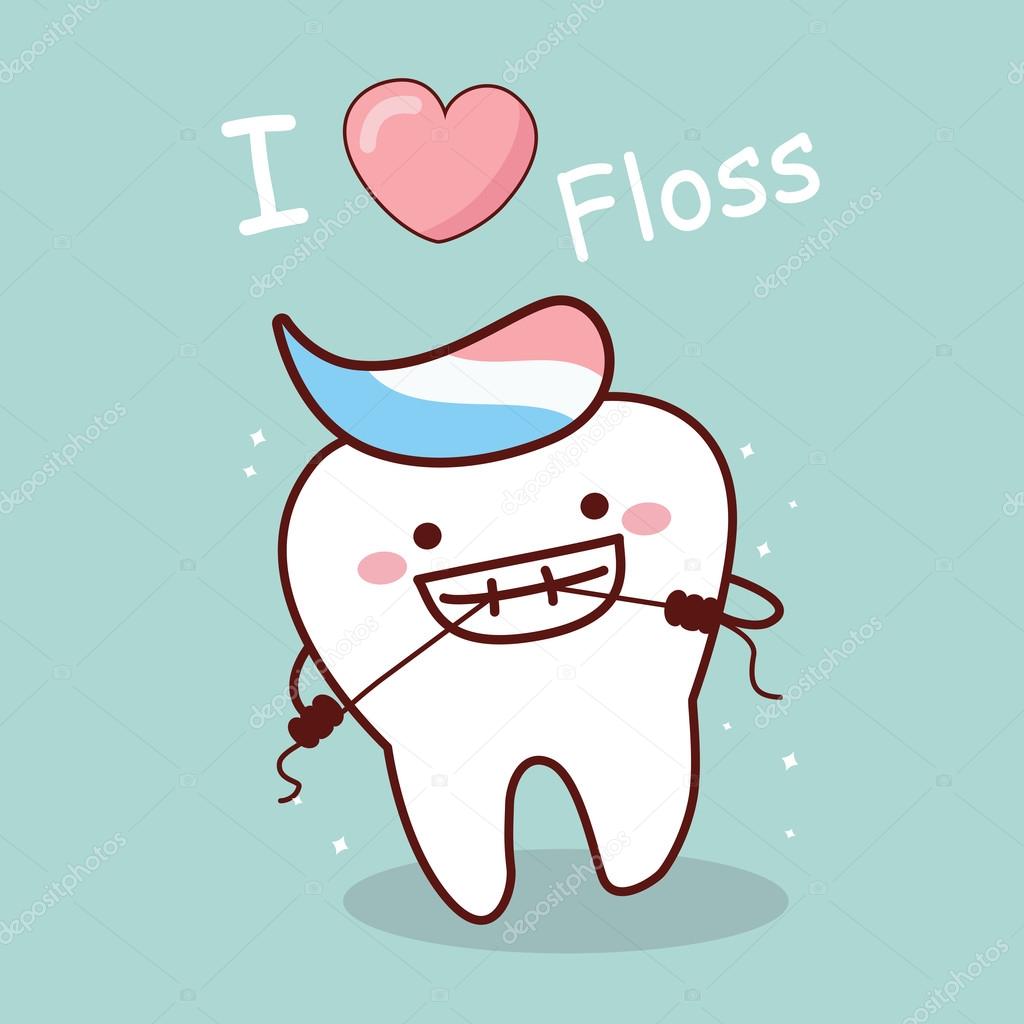 Cartoon tooth with floss Stock Vector Image by ©etoileark #107849708
