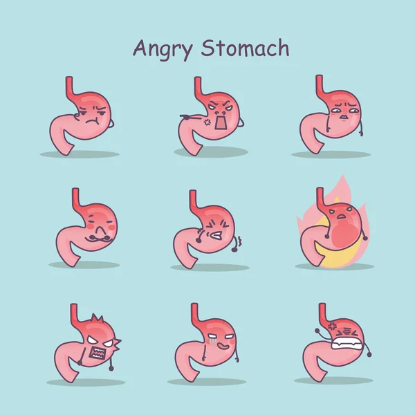 Caricatura enojado Estómago conjunto — Archivo Imágenes Vectoriales