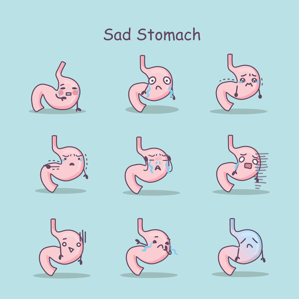 Sad cartoon stomach set