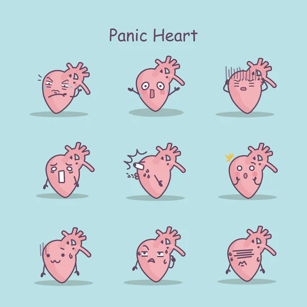 Conjunto de corazón de dibujos animados pánico — Vector de stock