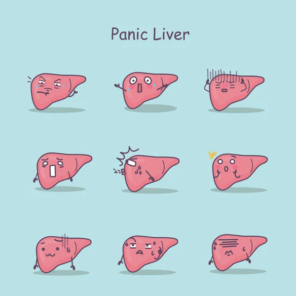 Conjunto de fígado de desenhos animados em pânico — Vetor de Stock