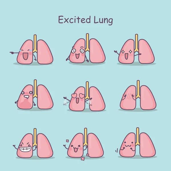 Emocionado juego de dibujos animados pulmón — Archivo Imágenes Vectoriales
