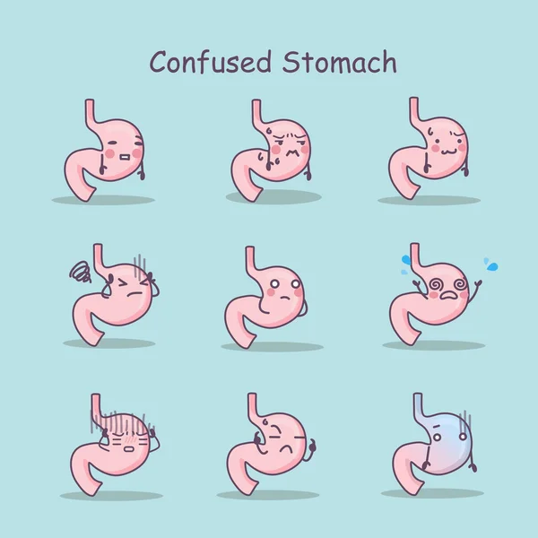 Conjunto de desenhos animados confuso Stomach —  Vetores de Stock